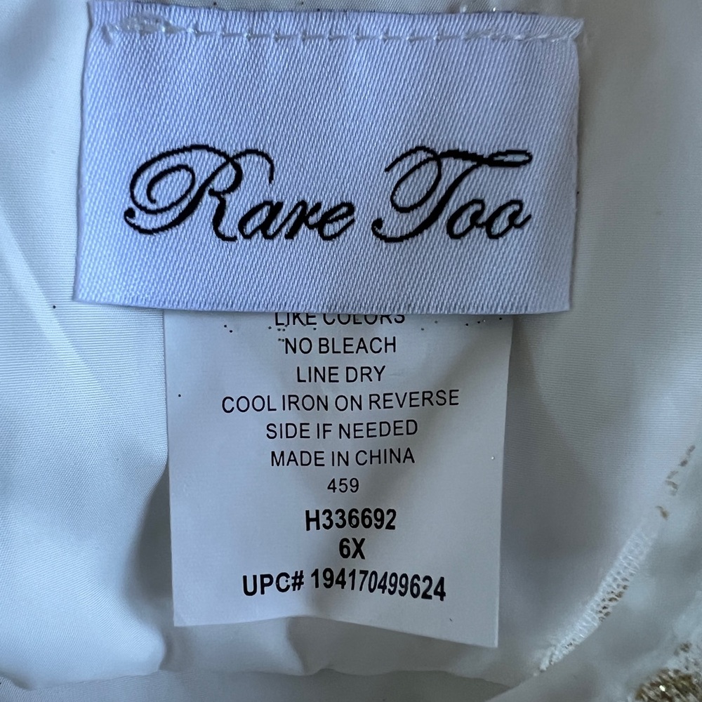 NWT Elegant Gold and White Kids Dress, size 6x - Picture 4 of 4